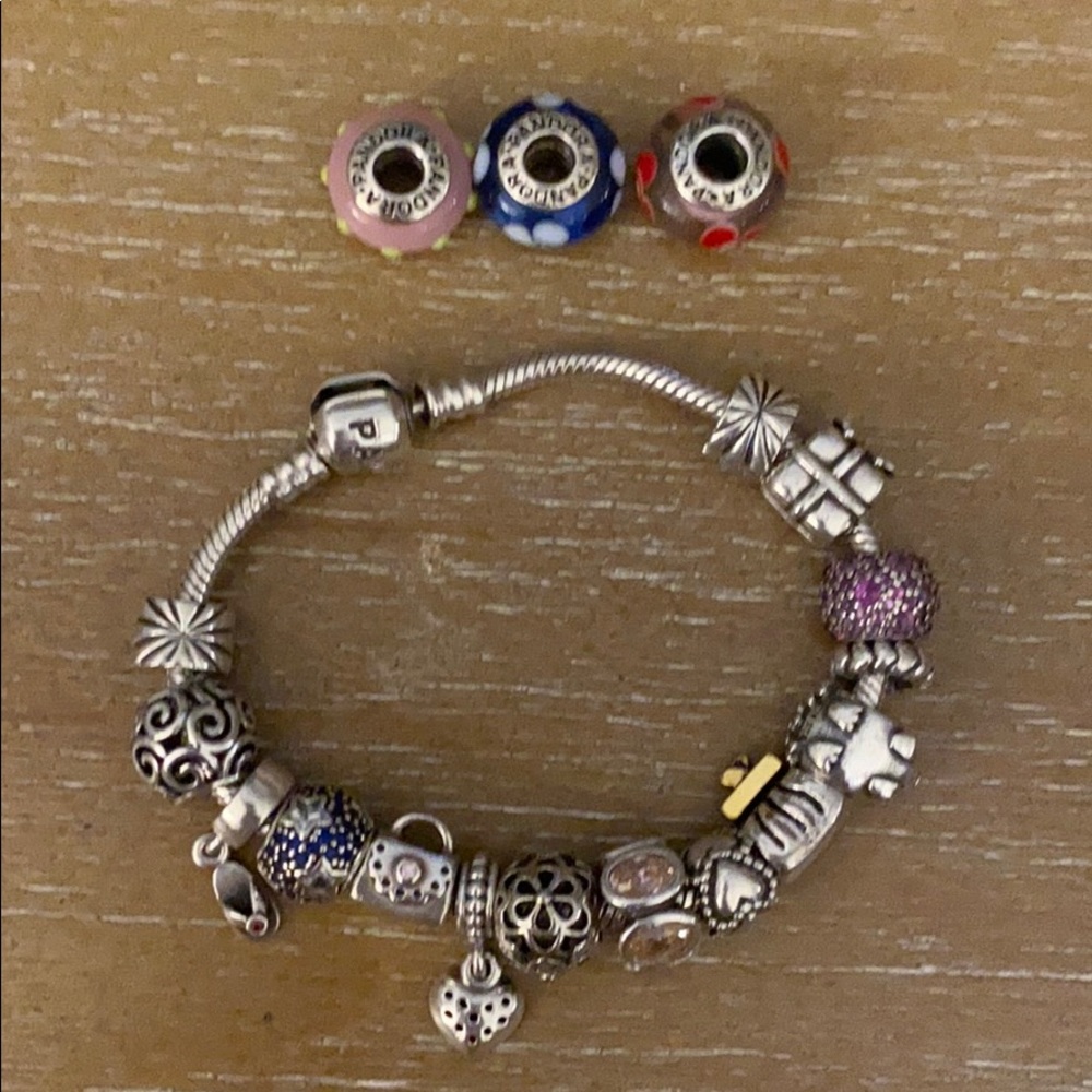 Silver Authentic Pandora Charm Bracelet